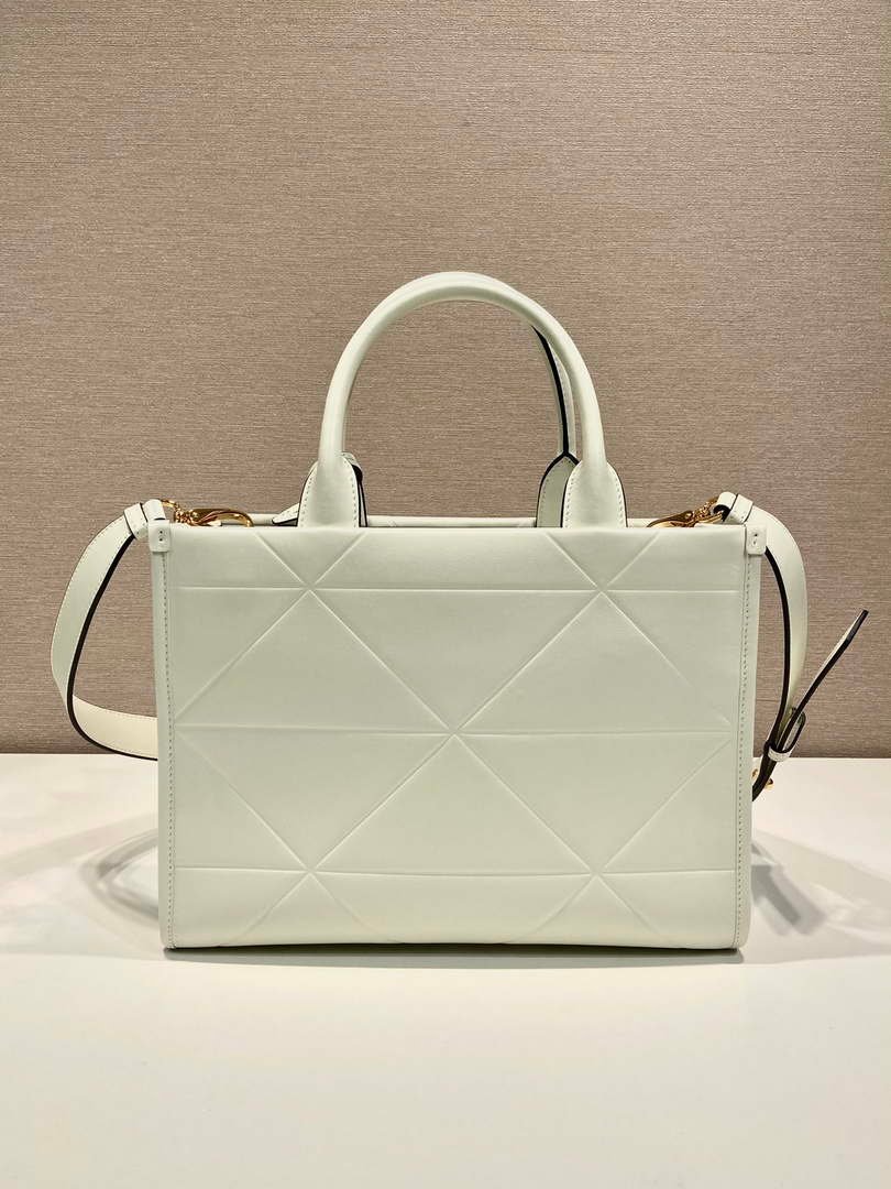 Replica Prada 1BA379 Small leather Prada Symbole bag with topstitching White