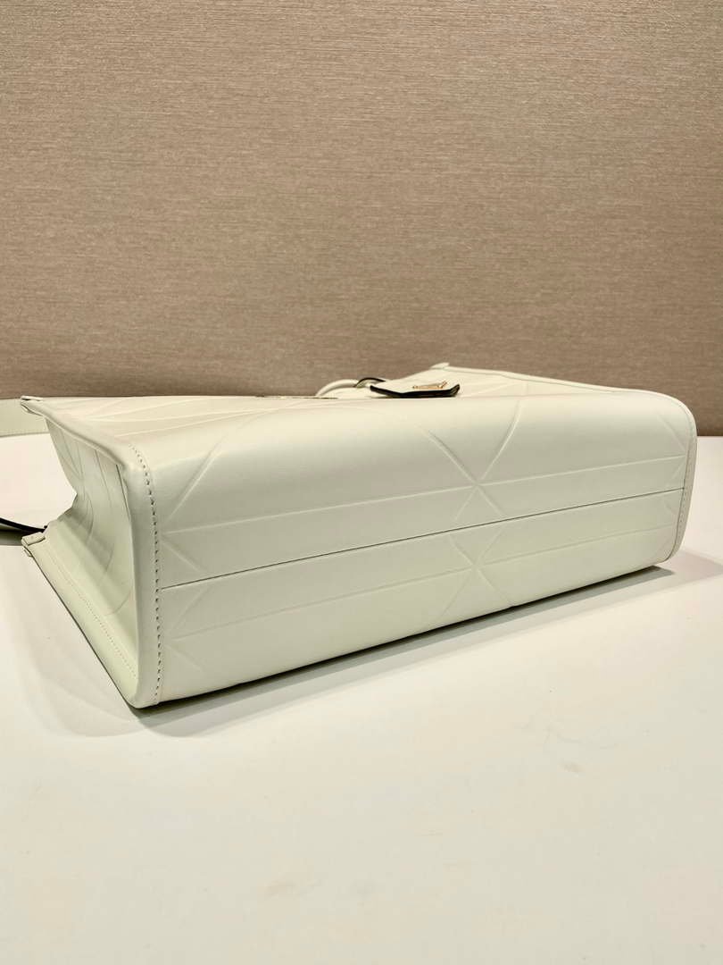 Replica Prada 1BA379 Small leather Prada Symbole bag with topstitching White