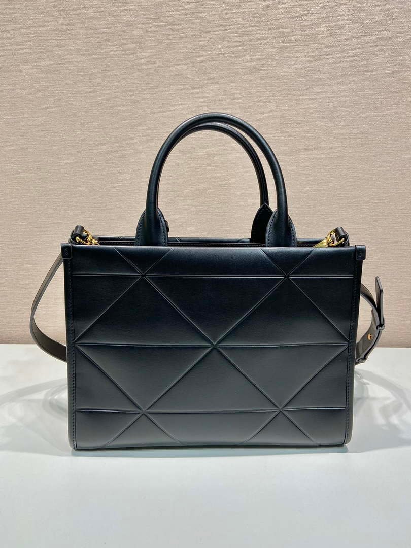 Replica Prada 1BA379 Small leather Prada Symbole bag with topstitching Black