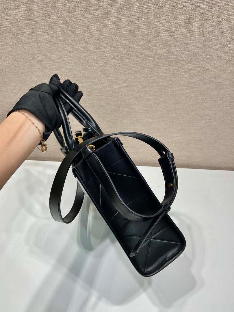 Replica Prada 1BA379 Small leather Prada Symbole bag with topstitching Black