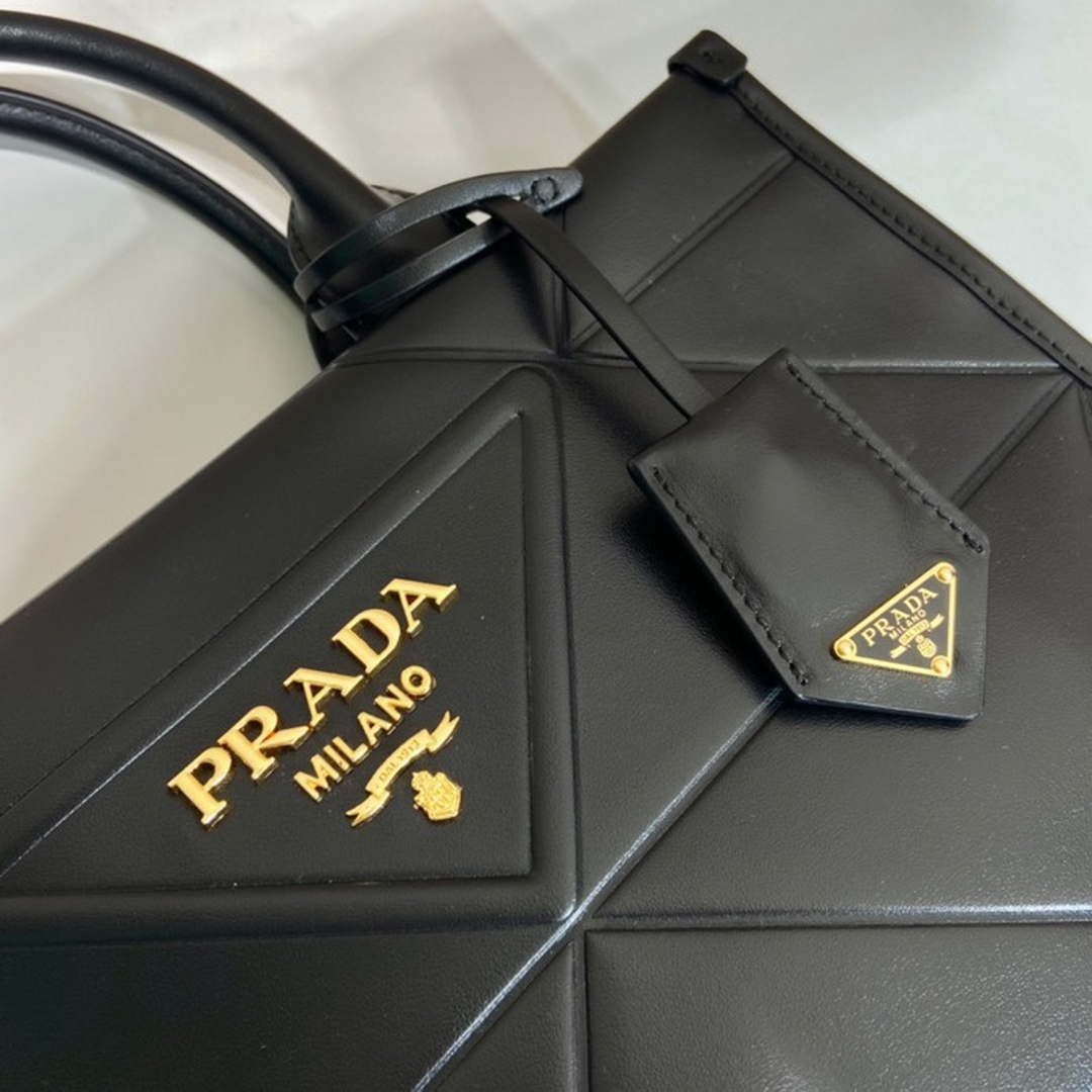 Replica Prada 1BA379 Small leather Prada Symbole bag with topstitching Black