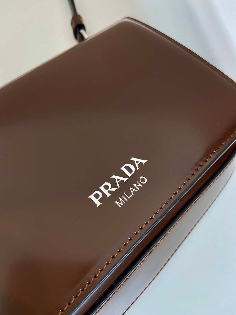Replica Prada 2VD061 Black Brushed Leather Mini-bag With Shoulder Strap Brown