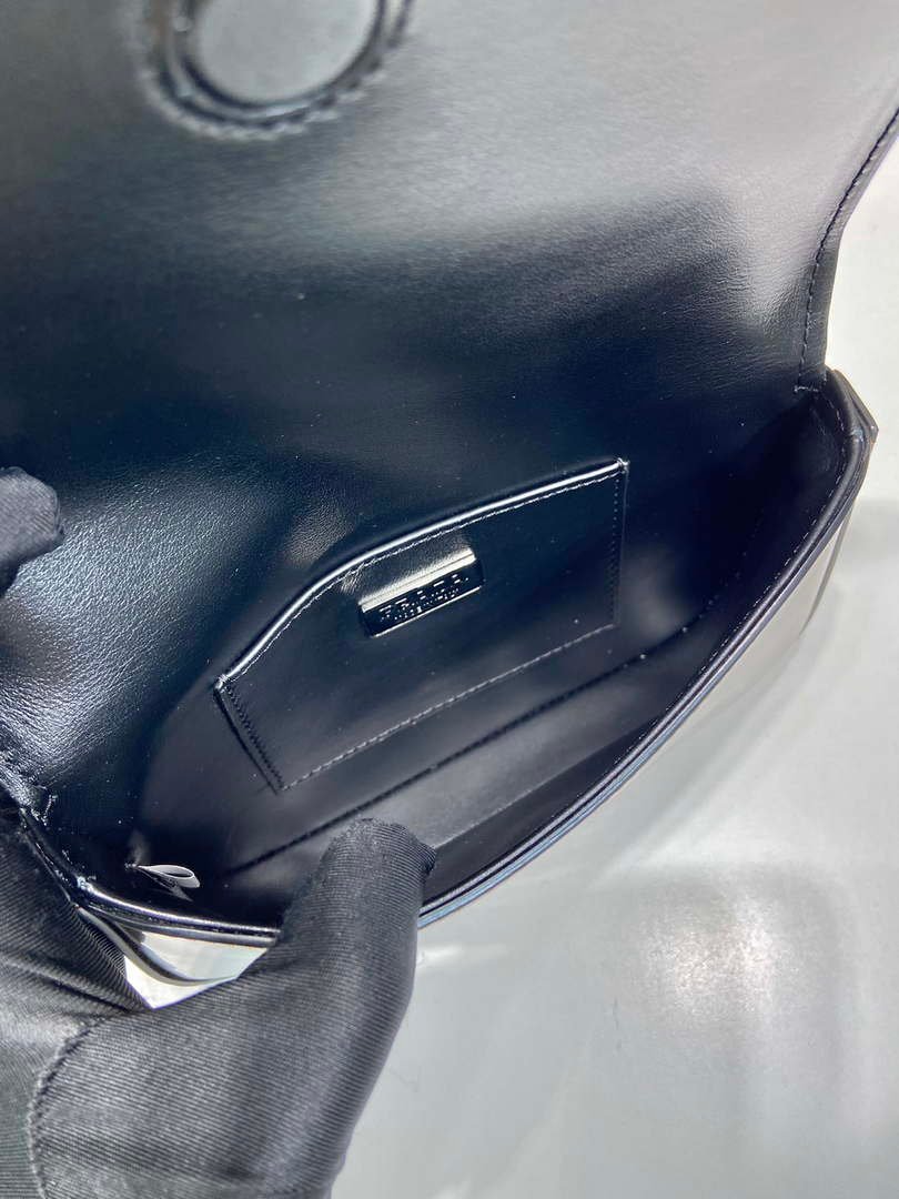 Replica Prada 2VD061 Black Brushed Leather Mini-bag With Shoulder Strap Brown