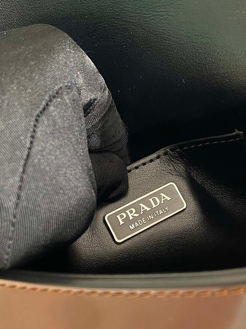 Replica Prada 2VD061 Black Brushed Leather Mini-bag With Shoulder Strap Brown