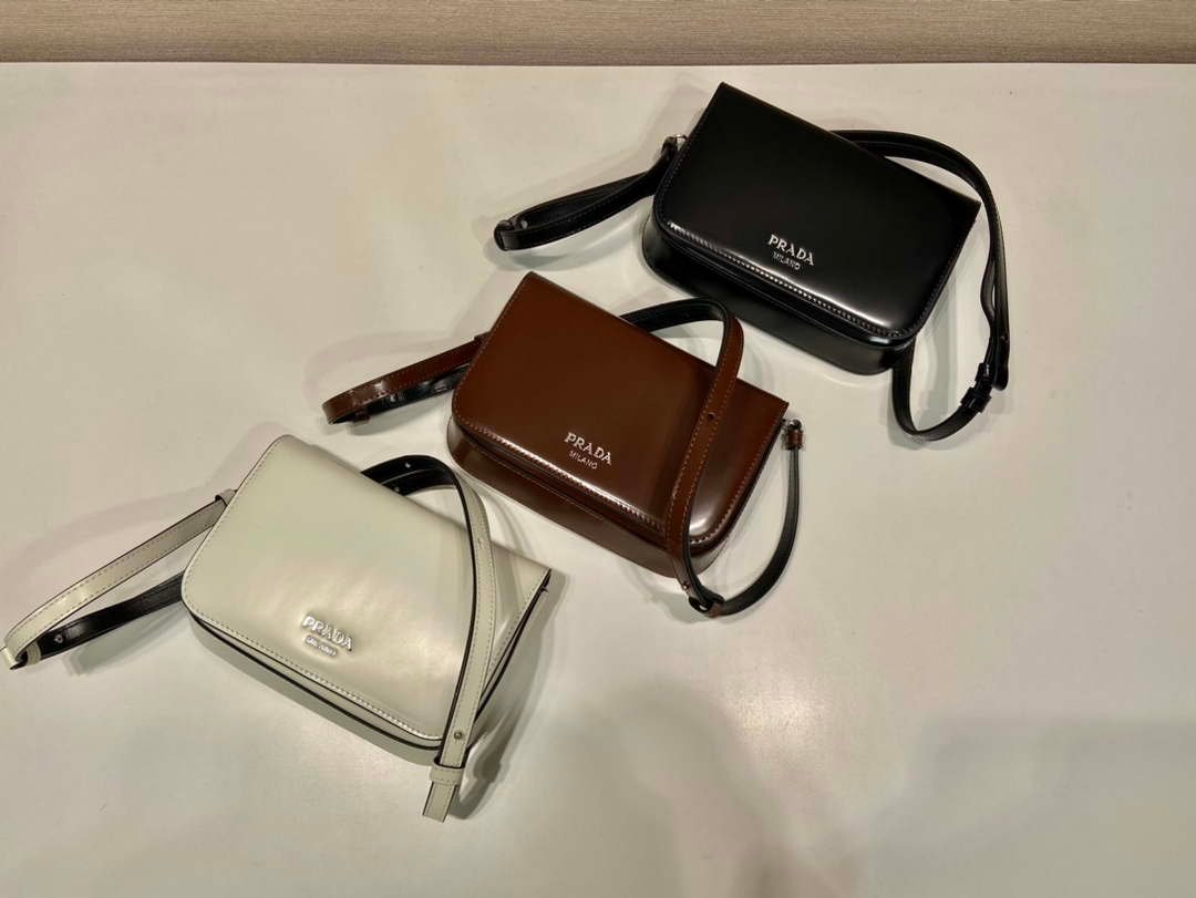 Replica Prada 2VD061 Black Brushed Leather Mini-bag With Shoulder Strap Brown