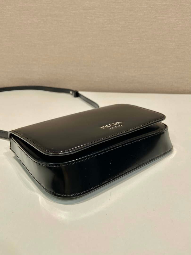 Replica Prada 2VD061 Black Brushed Leather Mini-bag With Shoulder Strap Black