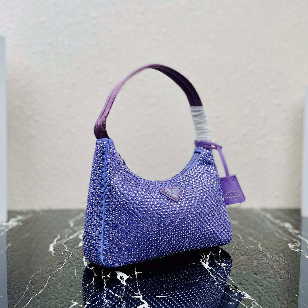 Replica Prada 1NE515 Satin mini-bag with artificial crystals Purple