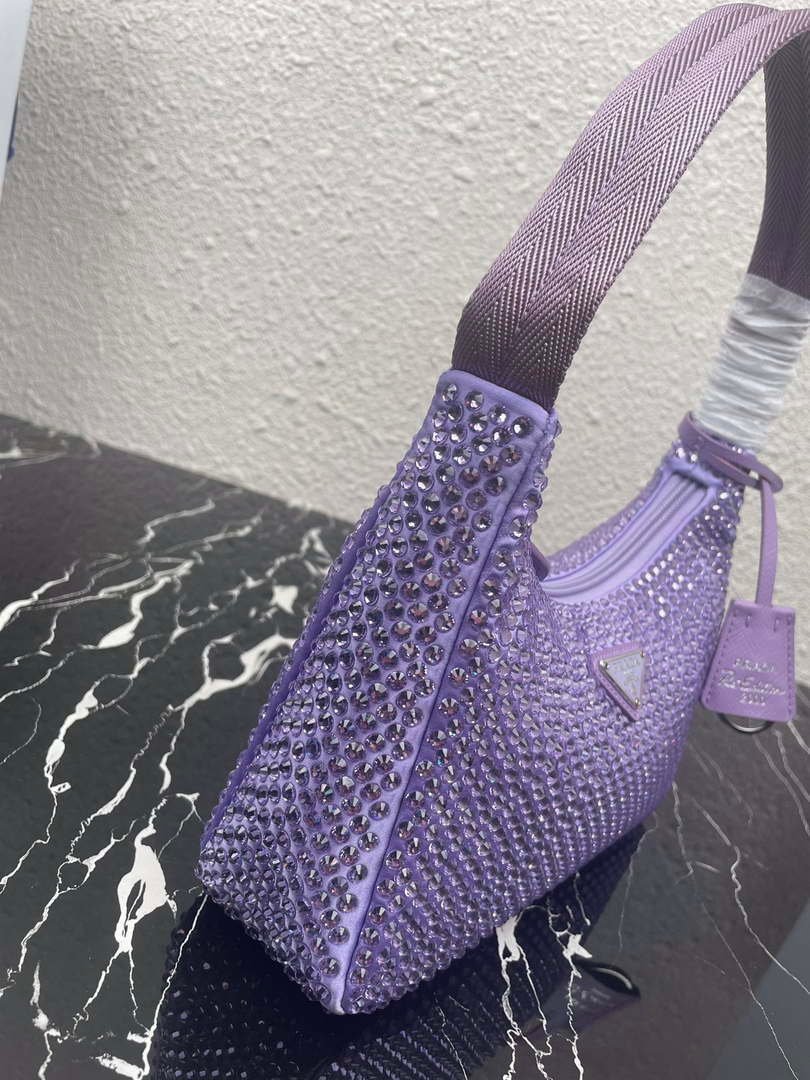 Replica Prada 1NE515 Satin mini-bag with artificial crystals Purple