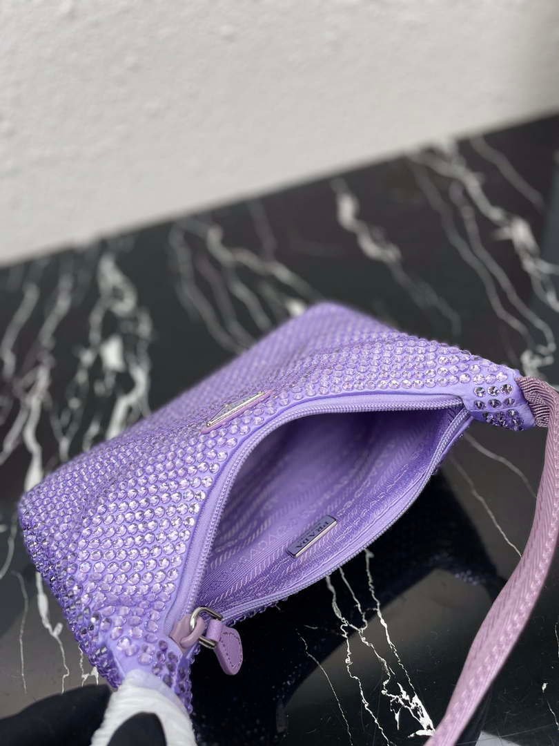 Replica Prada 1NE515 Satin mini-bag with artificial crystals Purple