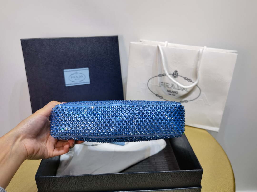 Replica Prada 1NE515 Satin mini-bag with artificial crystals Blue
