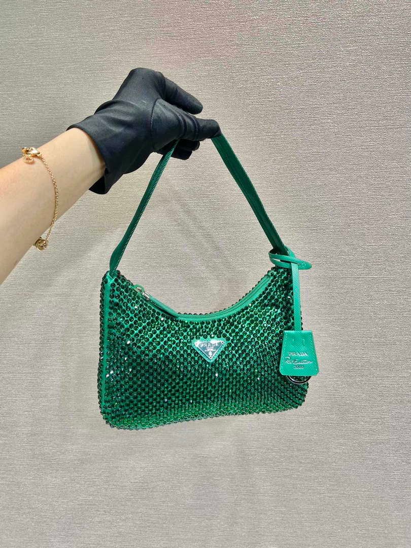 65325b24a6d91.jpg Replica Prada 1NE515 Satin mini-bag with artificial crystals Jade green