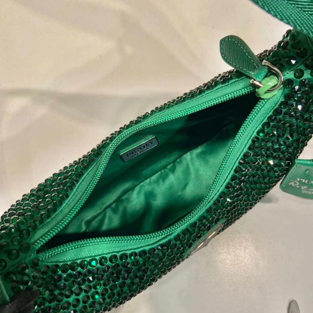 65325b2a3615b.jpg Replica Prada 1NE515 Satin mini-bag with artificial crystals Jade green