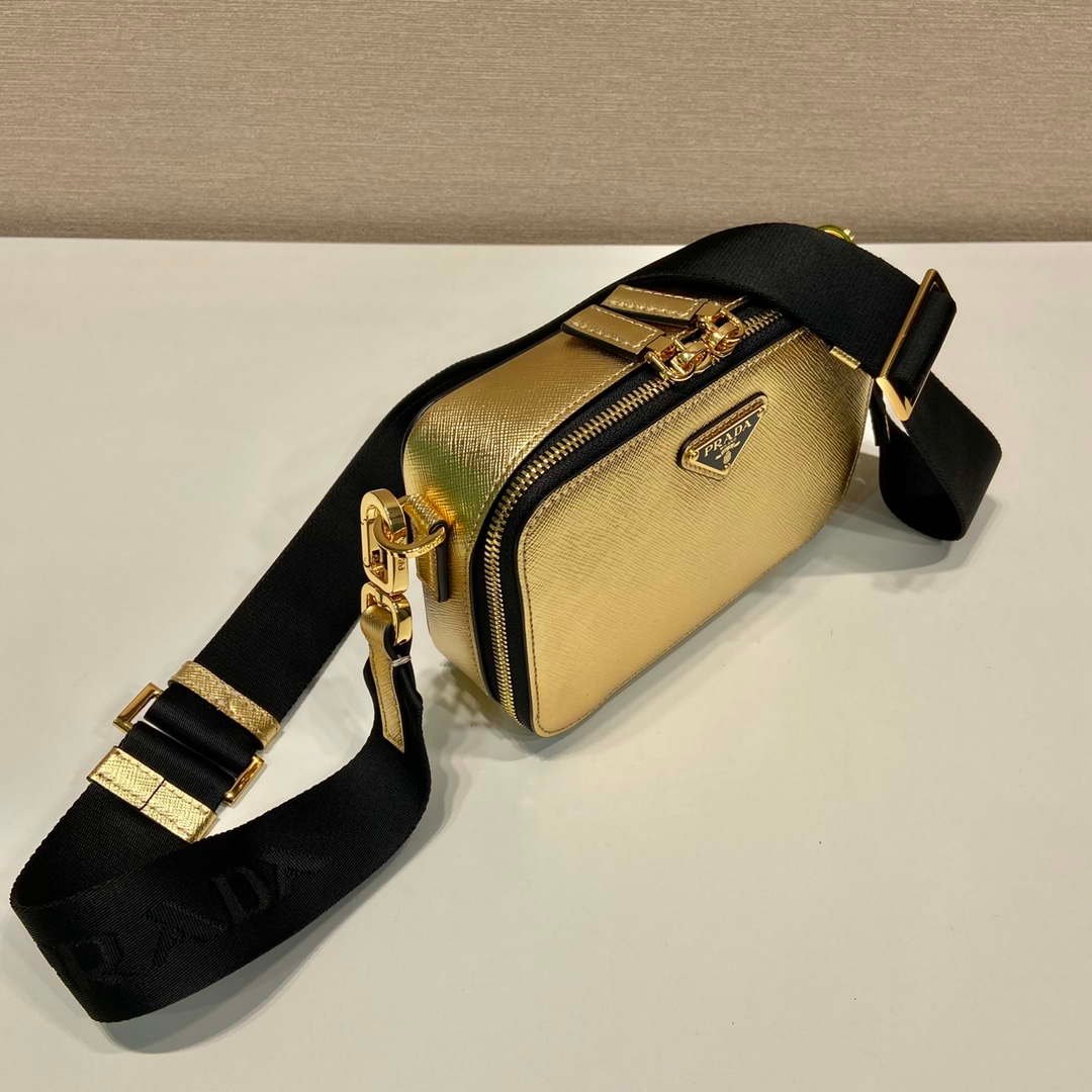 Replica Prada 2VH070 Saffiano Gold leather Prada Brique bag