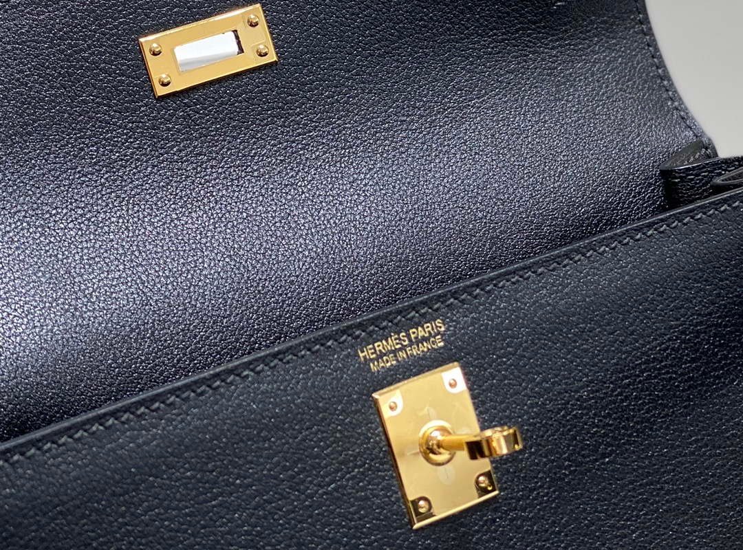 Replica Hermes Evercolor Kelly Danse II 22cm Leather Crossbody Bag H20370 Black