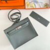 Replica Hermes Evercolor Kelly Danse II 22cm Leather Crossbody Bag H20369 Gray Silver