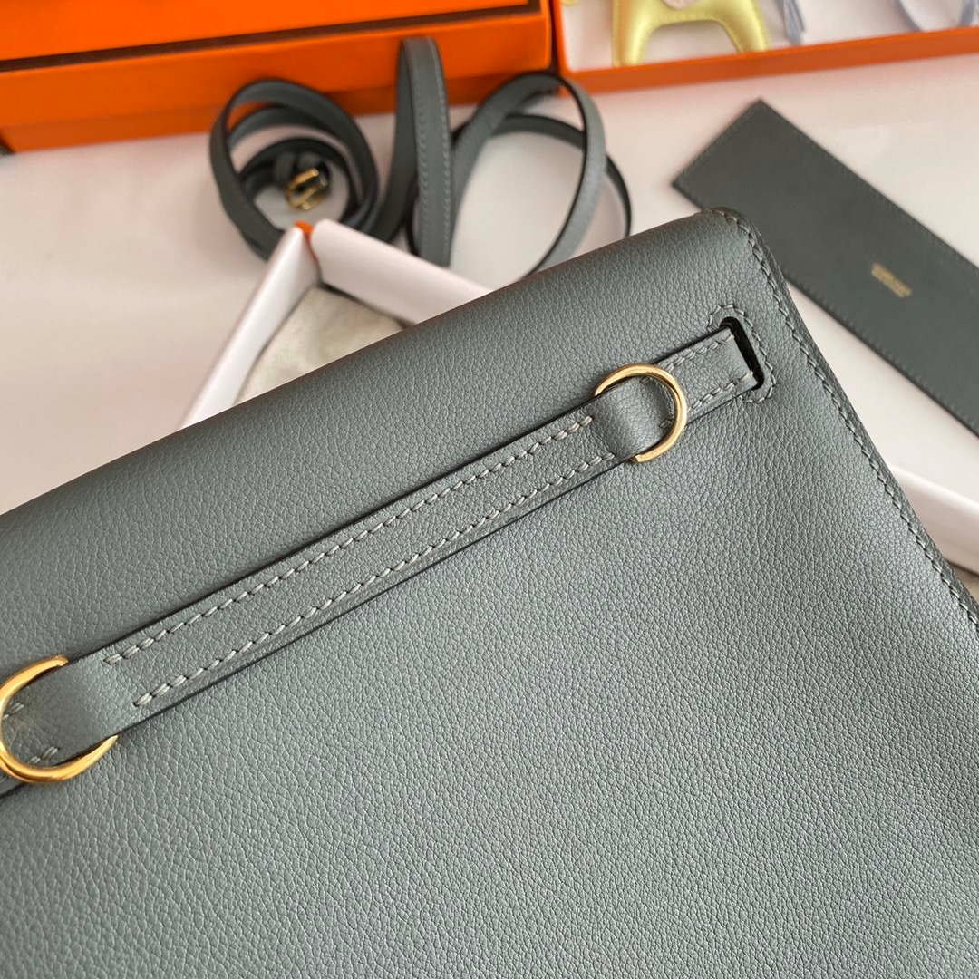 Replica Hermes Evercolor Kelly Danse II 22cm Leather Crossbody Bag H20368 Gray