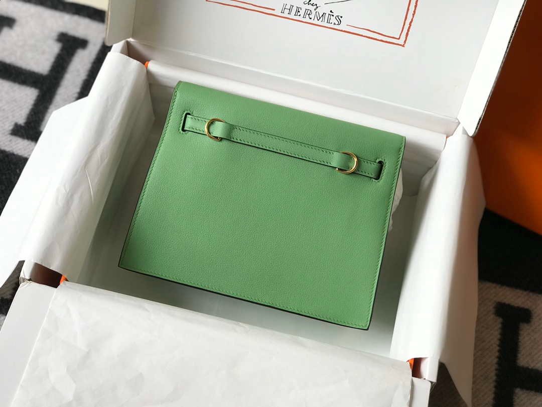 Replica Hermes Kelly Danse 22cm Leather Bag 20362 Avocado Green