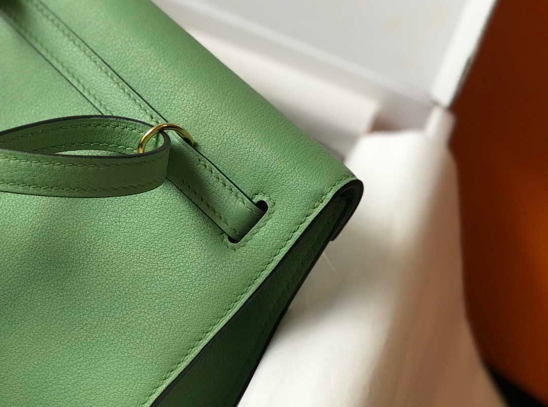 Replica Hermes Kelly Danse 22cm Leather Bag 20362 Avocado Green