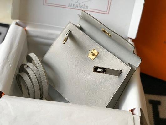 Replica Hermes Kelly Danse 22cm Leather Bag 20360 Gray