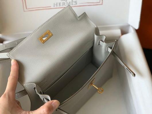 Replica Hermes Kelly Danse 22cm Leather Bag 20360 Gray