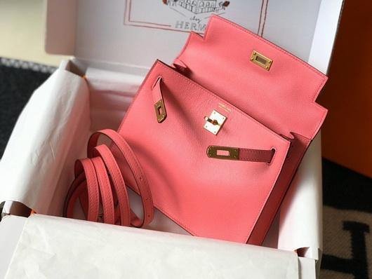 Replica Hermes Kelly Danse 22cm Leather Bag 20359 Pink