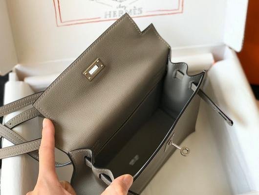 Replica Hermes Kelly Danse 22cm Leather Bag 20356 Gray