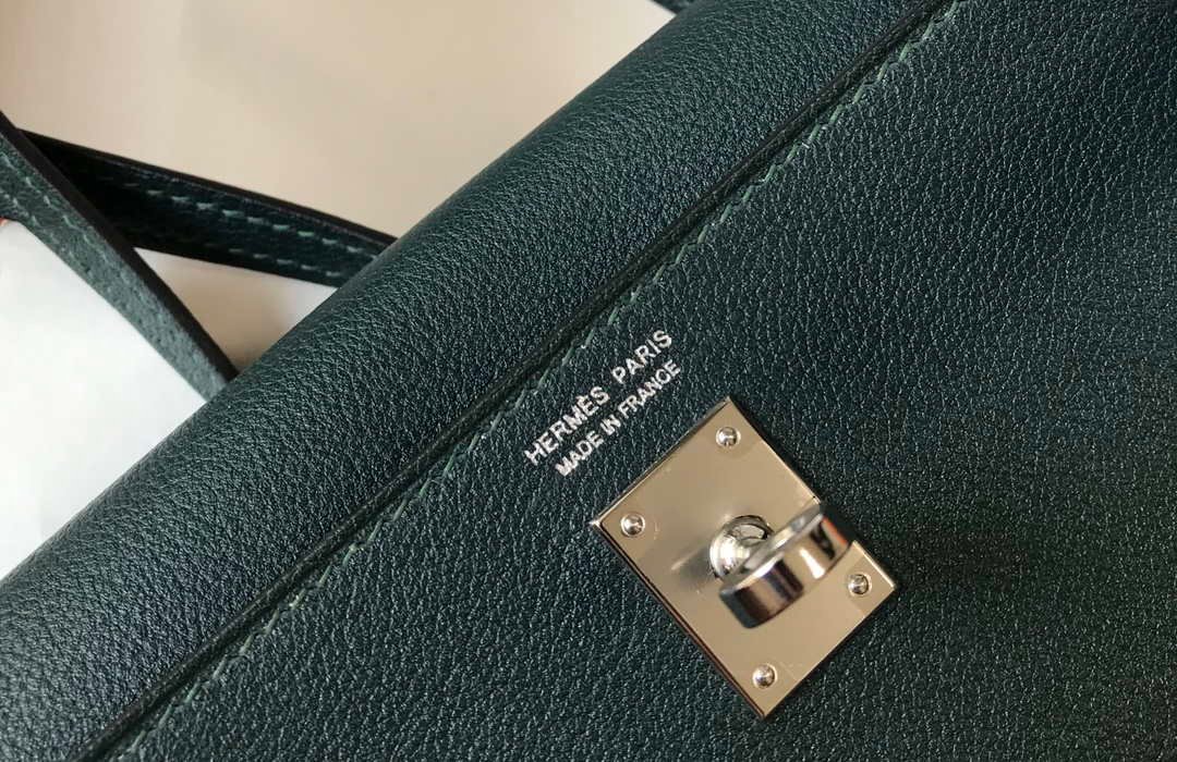 Replica Hermes Kelly Danse 22cm Leather Bag 20354 Dark Green
