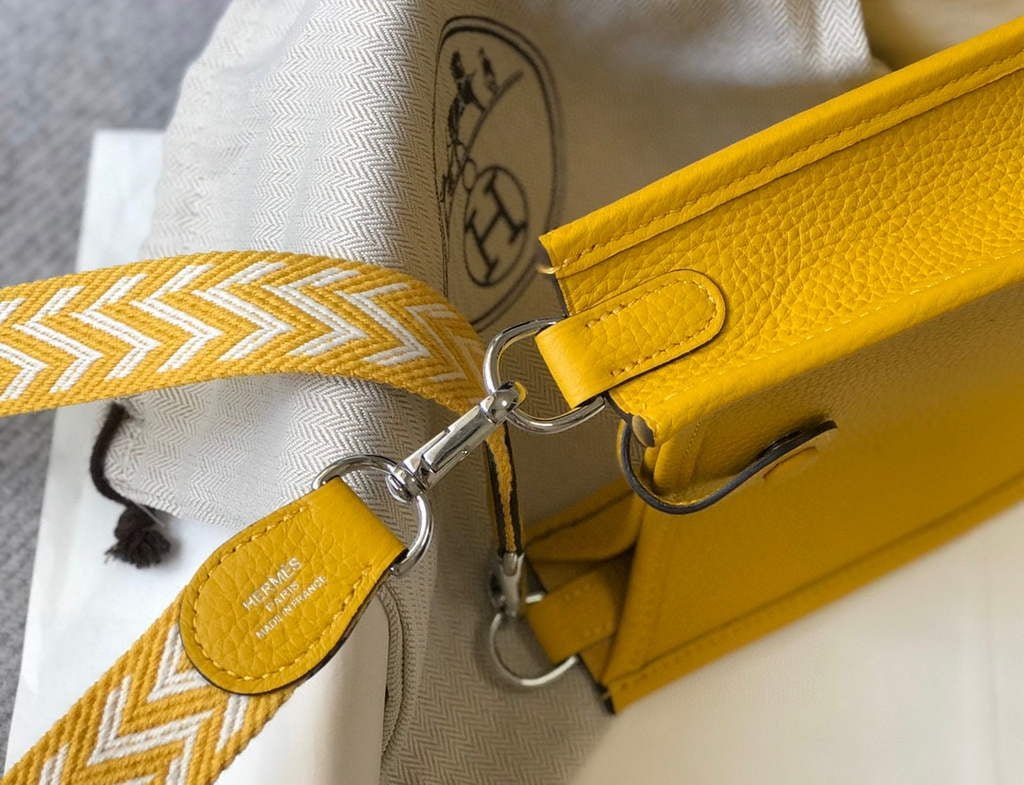Replica Hermes Evelyne Bag Designer Hermes Mini Crossbody Real Bag 20426 Yellow