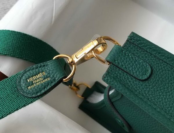 Replica Hermes Evelyne Bag Designer Hermes Mini Crossbody Bag 20389 Gold Buckle Green