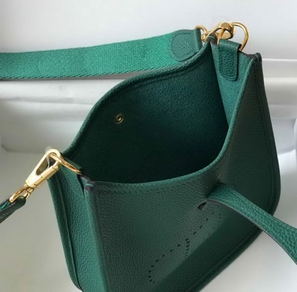 Replica Hermes Evelyne Bag Designer Hermes Mini Crossbody Bag 20389 Gold Buckle Green
