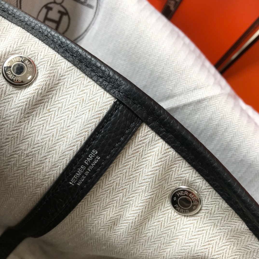 Replica Hermes Black Togo leather Garden Party 30cm Bag Machine sewing H239053