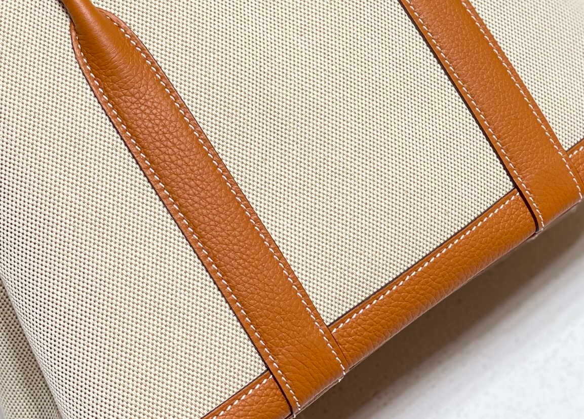 Replica Hermes Beige Canvas and Brown leather Garden Party 30cm Bag H239052