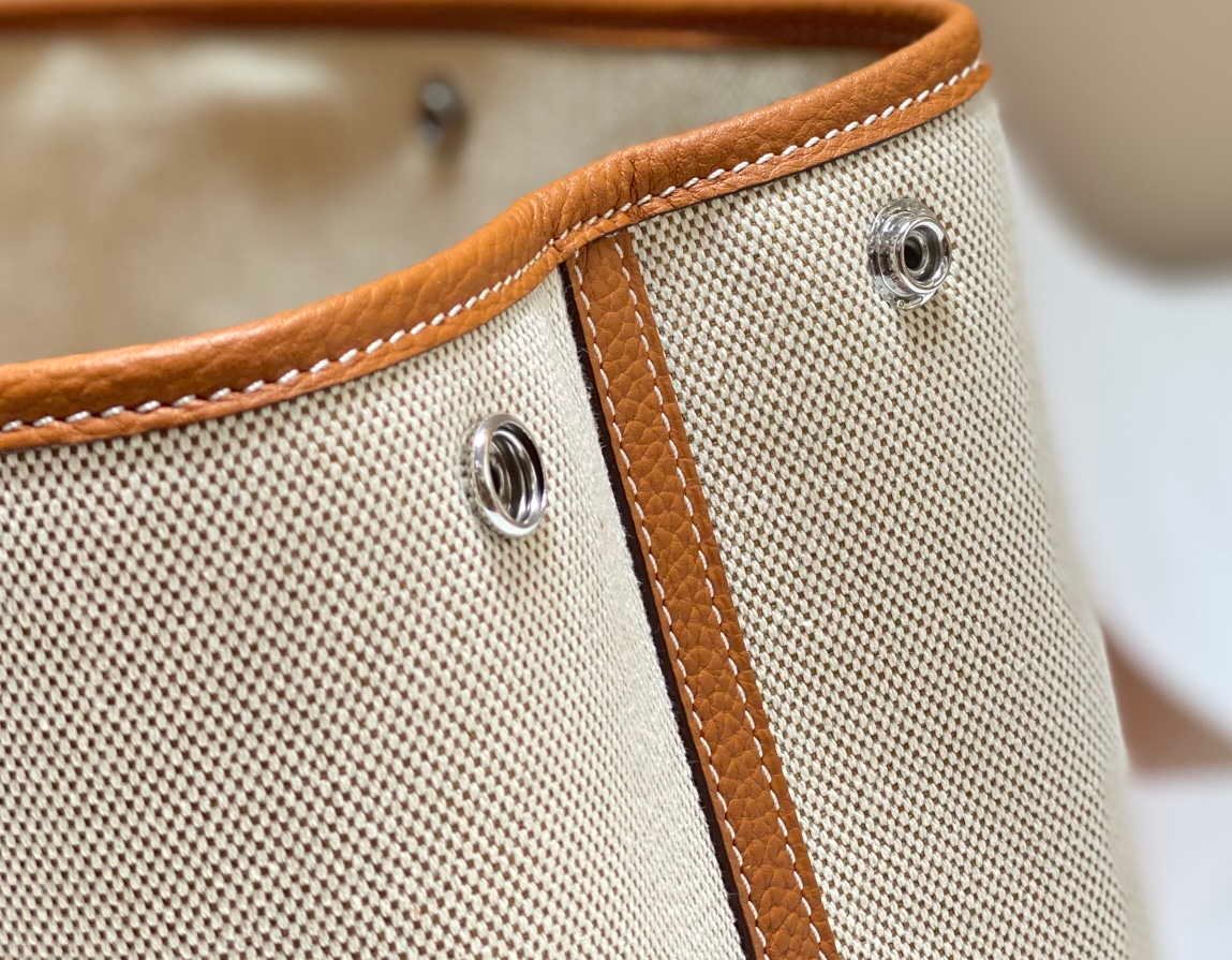 Replica Hermes Beige Canvas and Brown leather Garden Party 30cm Bag H239052