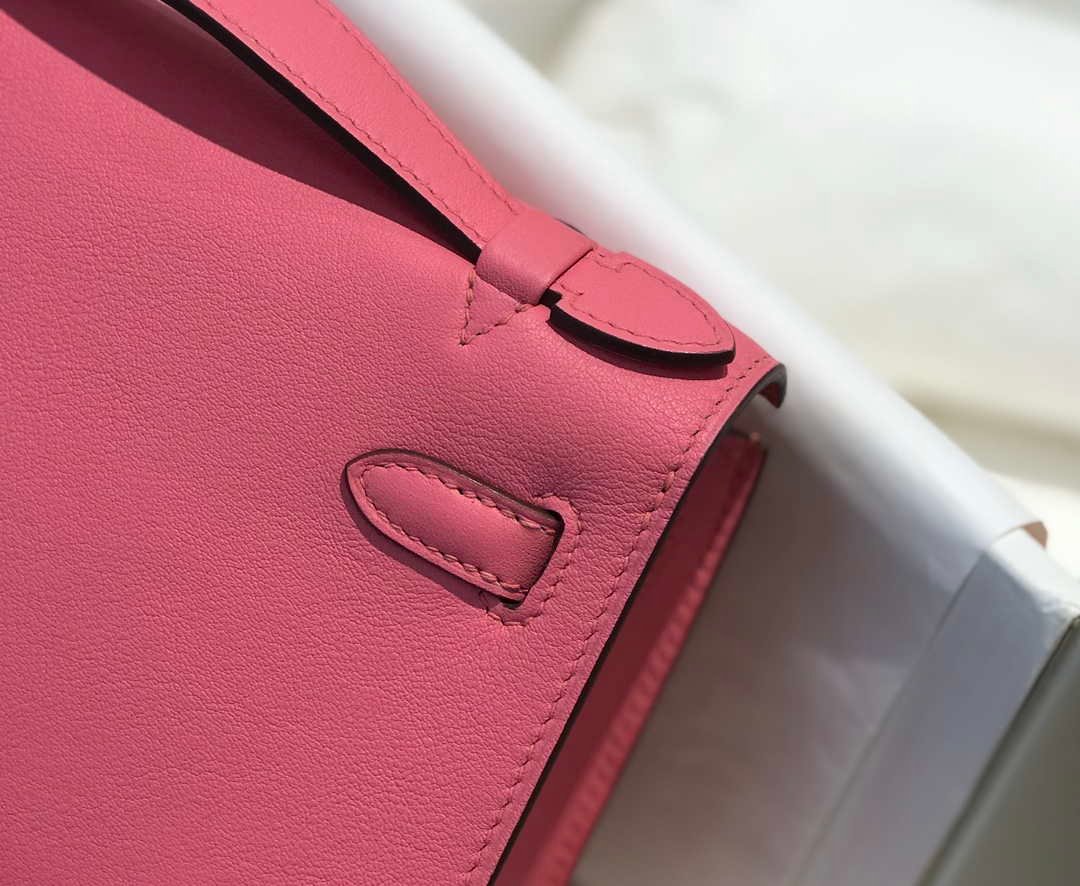 Replica Hermes Mini Kelly Pouchette Swift Leather clutch bag Gold H230250