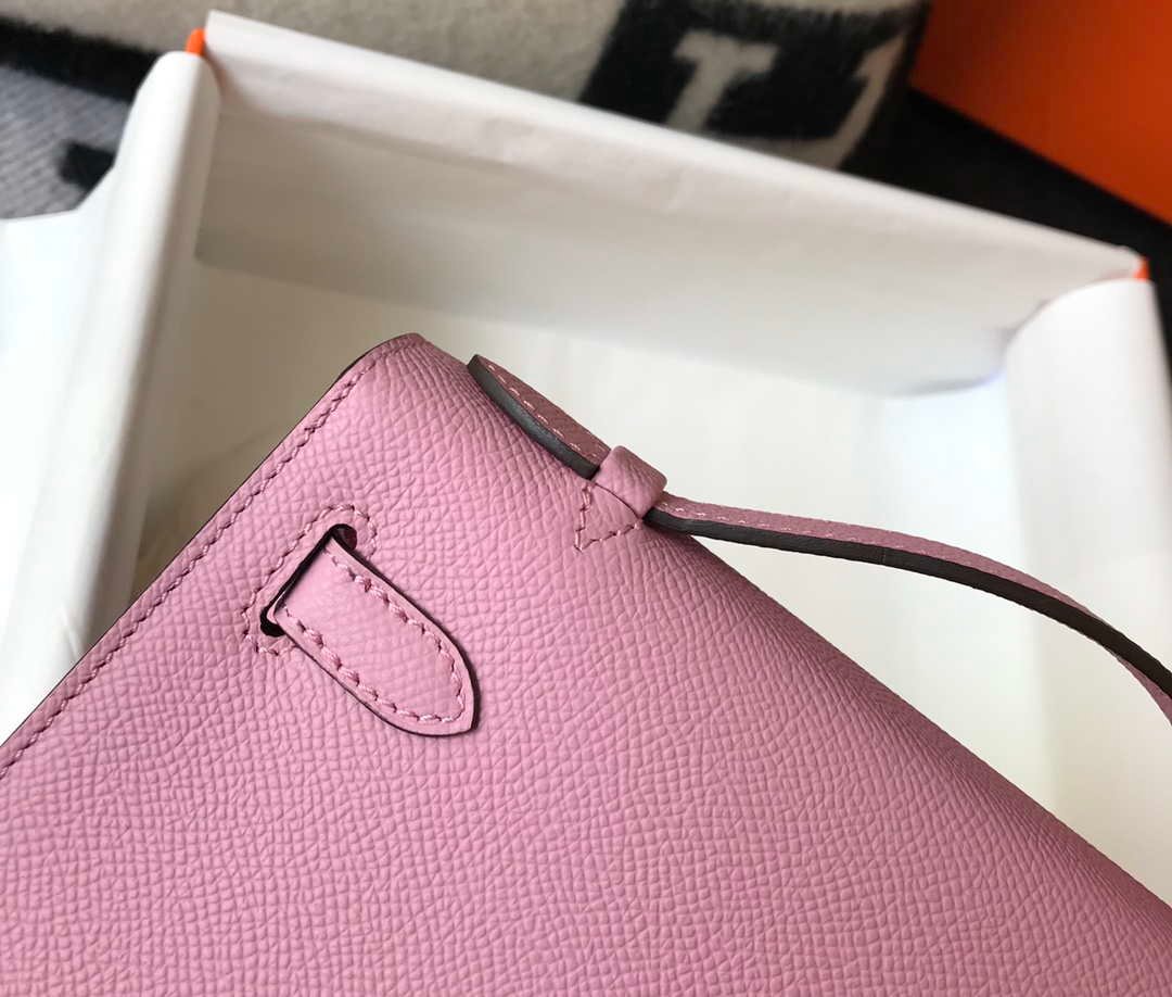 Replica Hermes Mini Kelly Pouchette Epsom Leather H230226 Pink