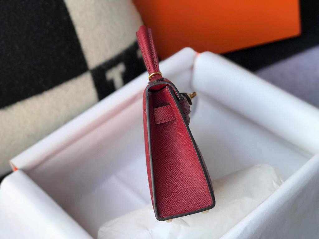 Replica Hermes Kelly Bag Hermes 19CM Epsom Shoulder Mini Bag Wine red 20462
