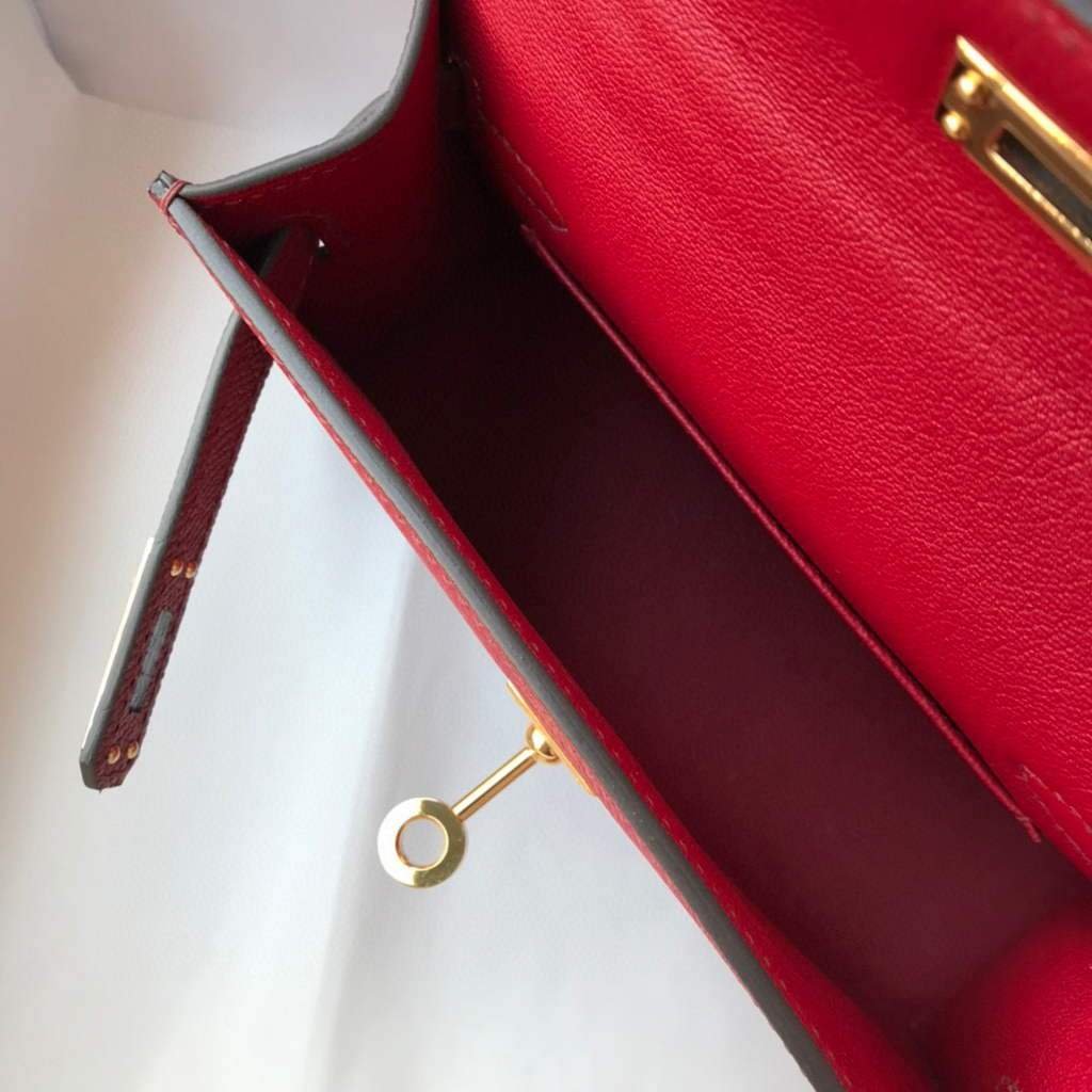 Replica Hermes Kelly Bag Hermes 19CM Epsom Shoulder Mini Bag Wine red 20462