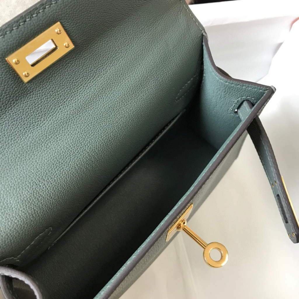 Replica Hermes Kelly Bag Hermes 19CM Epsom Shoulder Mini Bag Dark gray 20474