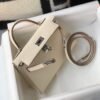 Replica Hermes Kelly Bag Hermes 19CM Epsom Shoulder Mini Bag Beige Silver buckle 20457