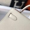 Replica Hermes Kelly Bag Hermes 19CM Epsom Shoulder Mini Bag Beige Silver buckle 20457