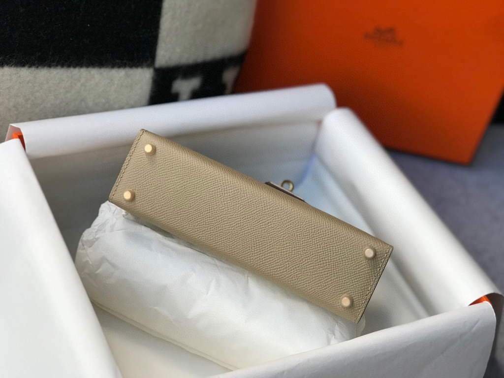 65327c0774a68.jpg Replica Hermes Kelly Bag Hermes 19CM Epsom Shoulder Mini Bag Apricot 20466