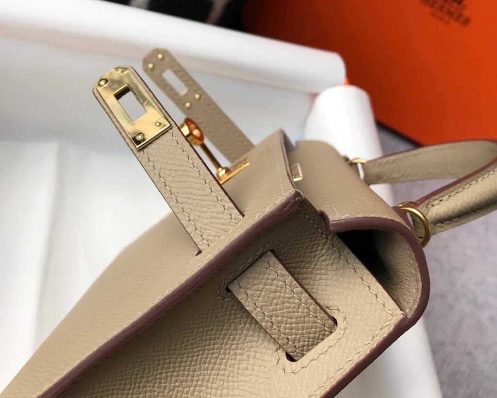 65327c09b7a5b.jpg Replica Hermes Kelly Bag Hermes 19CM Epsom Shoulder Mini Bag Apricot 20466