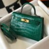 Replica Hermes Kelly Bag Designer Hermes 19CM Shoulder Mini Bag Green 20452