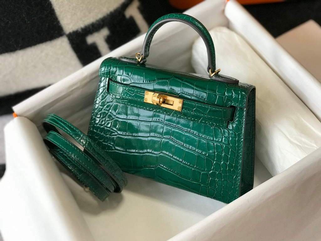 Replica Hermes Kelly Bag Designer Hermes 19CM Shoulder Mini Bag Green 20452