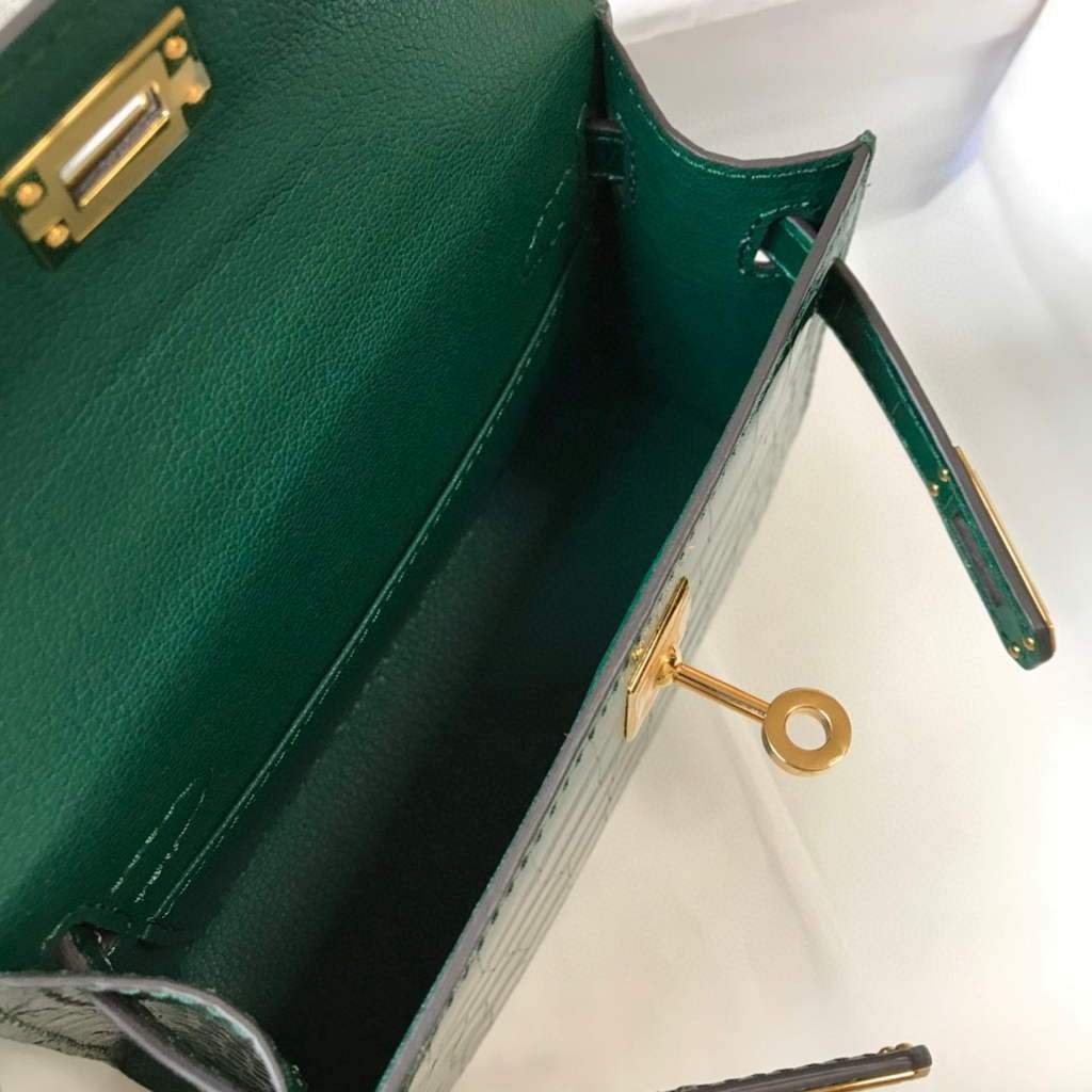 Replica Hermes Kelly Bag Designer Hermes 19CM Shoulder Mini Bag Green 20452