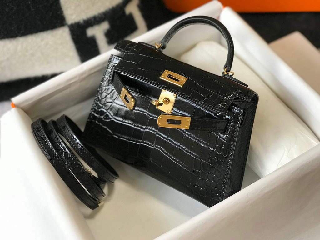 65327c2b47dba.jpg Replica Hermes Kelly Bag Designer Hermes 19CM Shoulder Mini Bag Black 20450