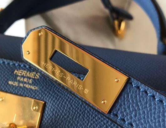 Replica Hermes Sellier Kelly 28cm of Epsom Leather Bag 20338 Blue