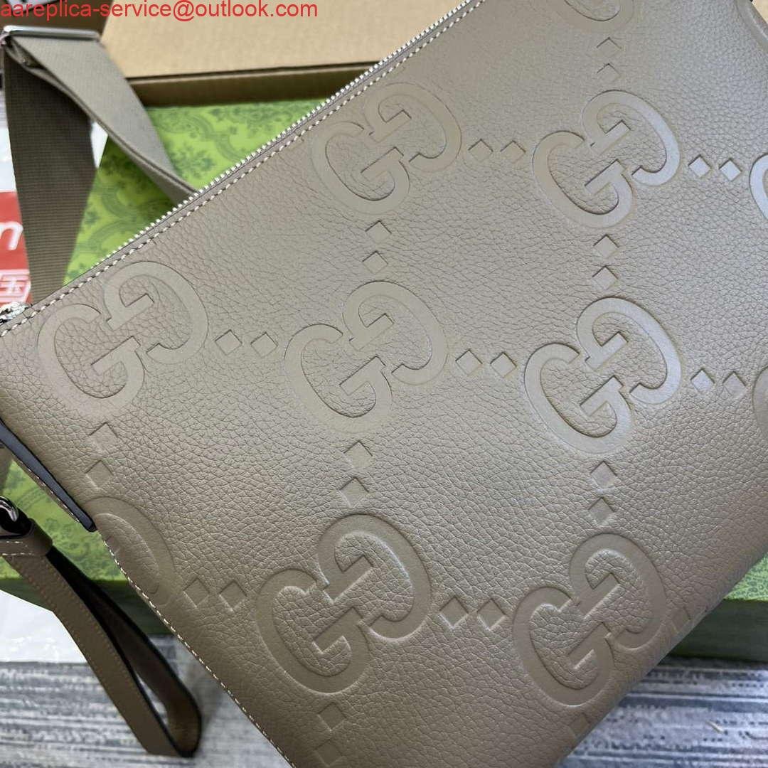 Replica Gucci 696009 Jumbo GG Medium Messenger Bag Taupe