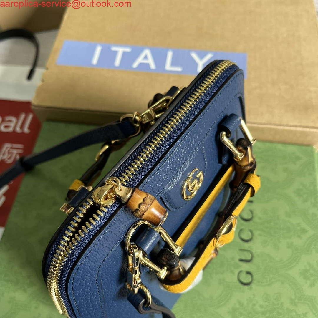 653288900a35a.jpg Replica Gucci 715775 Gucci Diana Mini Tote Bag Royal blue leather