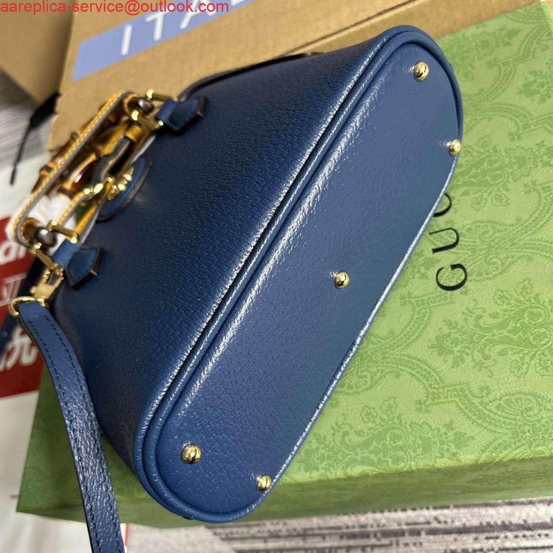 653288912c8ba.jpg Replica Gucci 715775 Gucci Diana Mini Tote Bag Royal blue leather